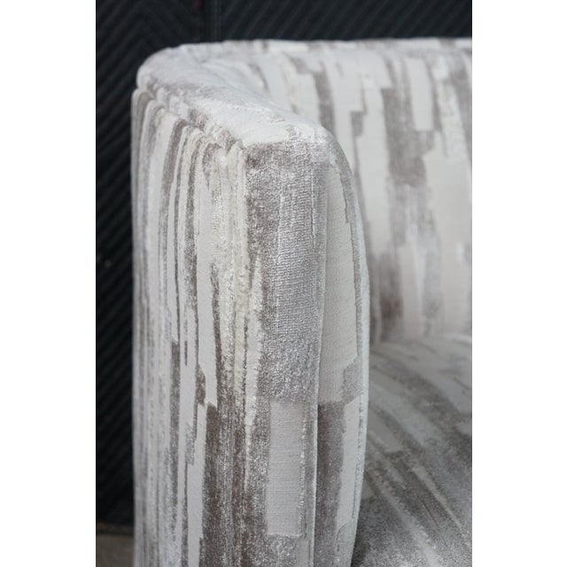 2 Late 20th Century Artistica Modern Grey Chenille Jacquard Fabric Ingrid Swivel Chairs II Pair For Sale - Image 10 of 18