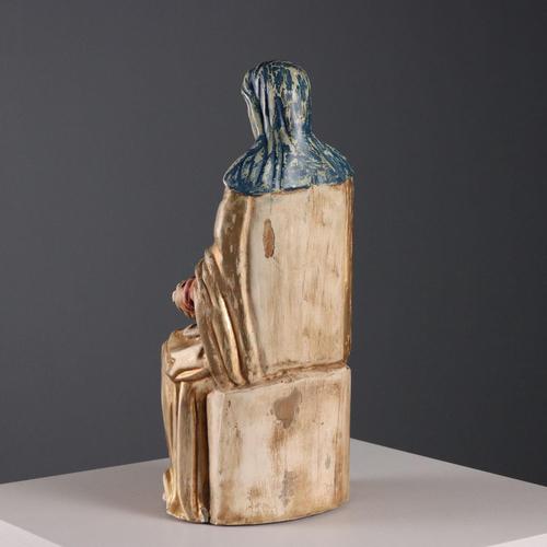 Saint Anne with the Child Mary Wood Sculpture For Sale - Image 9 of 10