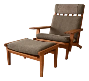 Set of GE 375 Armchair with Ottoman by Hans J. Wegner for Getama, 1960s