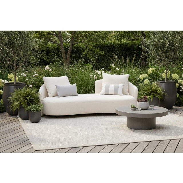 Serene Outdoor Sofa - 83", Cream Bouclé All-Weather For Sale In Chicago - Image 6 of 6