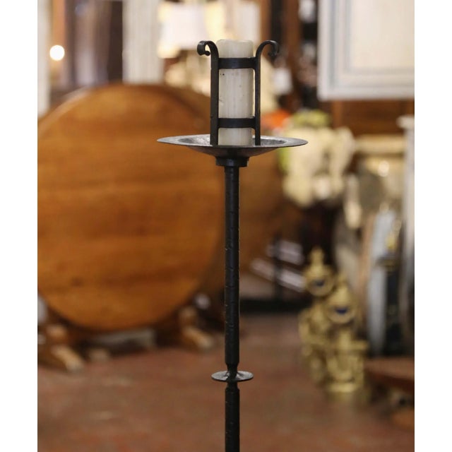 Gothic 18th Century French Gothic Forged Wrought Iron Candle Holder For Sale - Image 3 of 6