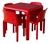 Red Stadium Table and Selene Chairs by Vico Magistretti for Artemide, Italy, 1970s, Set of 5 For Sale