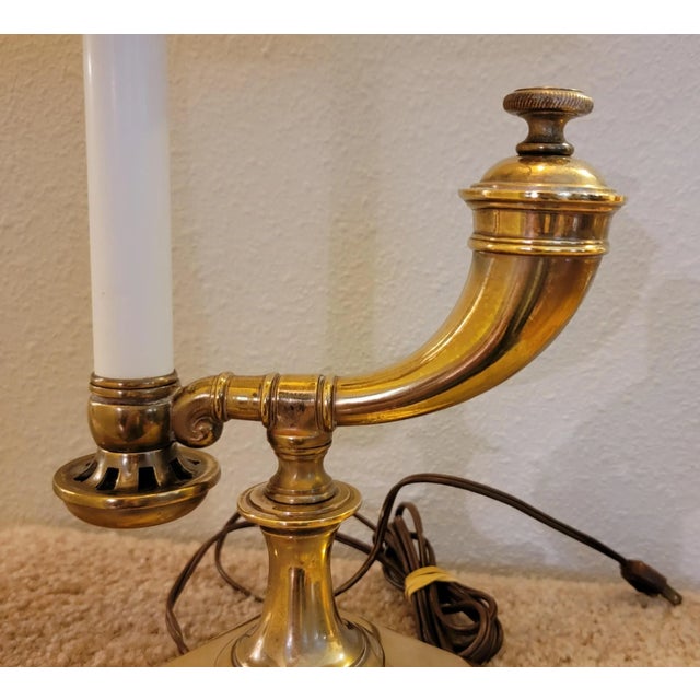 Mid-Century Modern Vintage Mid-Century Stiffel Attributed Brass Powder Horn Table Lamp For Sale - Image 3 of 12
