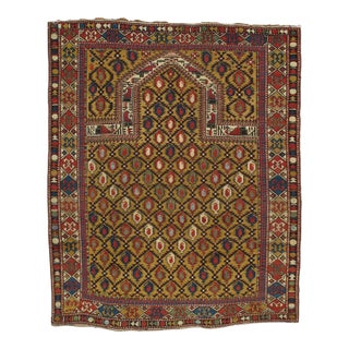Gold Ground Antique Marasali Shirvan Prayer Rug, Hand-Knotted, Wool Oriental Rug For Sale