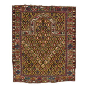 Gold Ground Antique Marasali Shirvan Prayer Rug, Hand-Knotted, Wool Oriental Rug