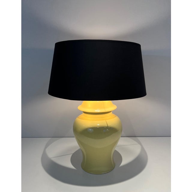 1970s 1970 Yellow Ceramic Table Lamps. French Work - a Pair For Sale - Image 5 of 12