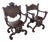 Late 1800s Gothic Heavy Hand Carved Throne His and Hers Curule Chairs 6570d For Sale