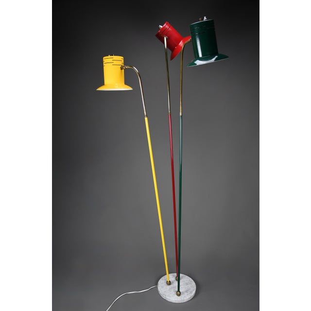 Mid-Century Modern Italian Red Green and Yellow Floor Lamp, 1950 For Sale - Image 6 of 18