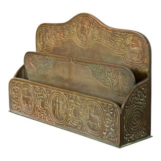Tiffany Studios New York Zodiac Pattern Bronze Letter Rack For Sale