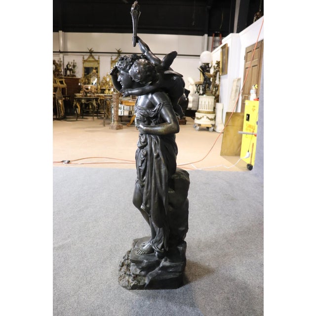 Bronze Signed Max Bourgeois Standing Bronze Figure of Maiden With Putti Holding Torch For Sale - Image 8 of 10