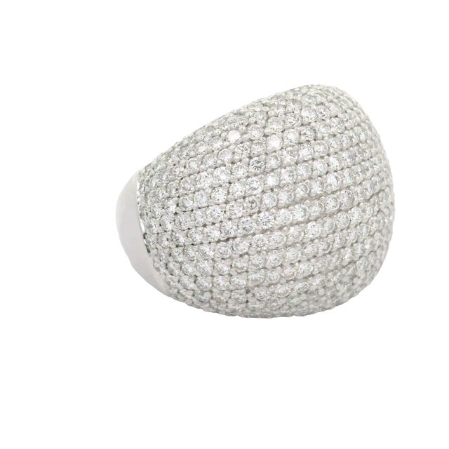 Diamond 18k White Gold Pave Dome Wide Ring, Size 6.75 For Sale - Image 4 of 8