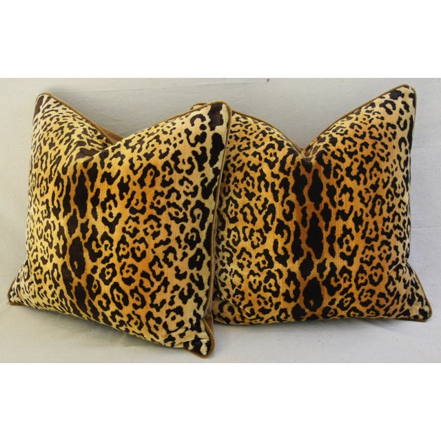Brown Scalamandre Leopardo/Leopard Feather/Down Pillows 24" Square - Pair For Sale - Image 8 of 11