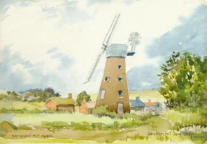 English Vintage Billingford Mill Watercolor