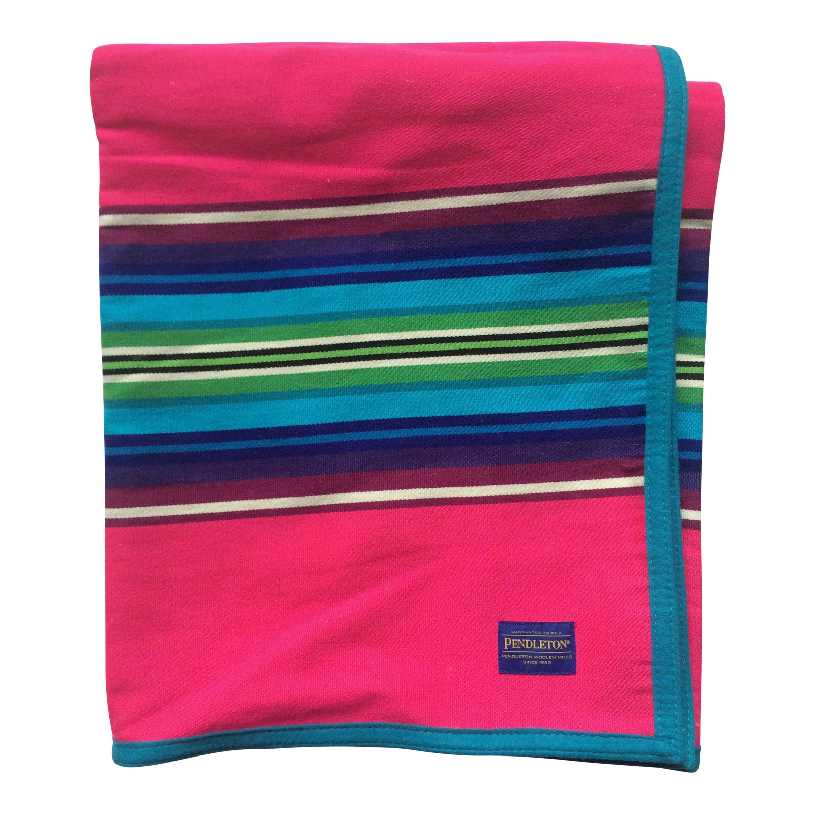 Pendleton Woolen Mills Pink Wool Serape Blanket Chairish