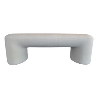 White Textural Boucle Bench For Sale