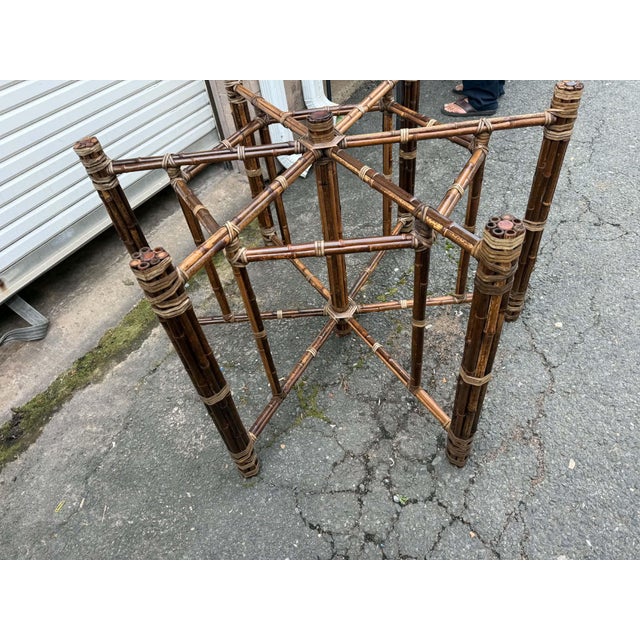 Wood McGuire Style Organic Modern Bamboo Iron Frame Round Dining Table For Sale - Image 7 of 15