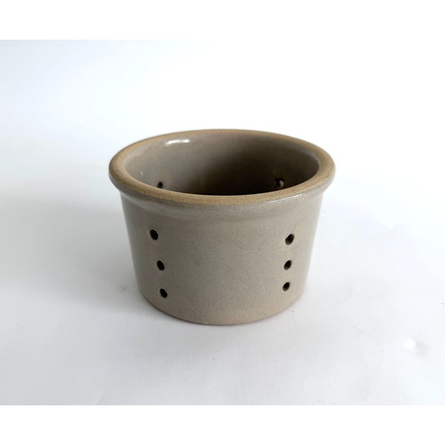 Vintage French Stoneware Faisselle Strainer Bowl For Sale - Image 4 of 7