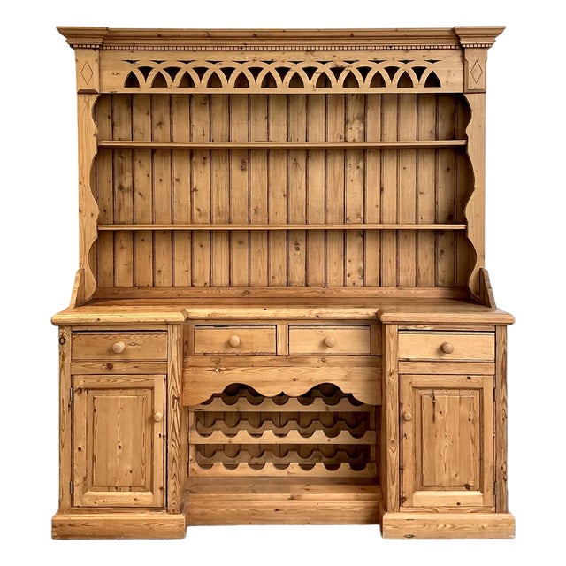 Vintage Rustic Knotty Pine Hutch For Sale