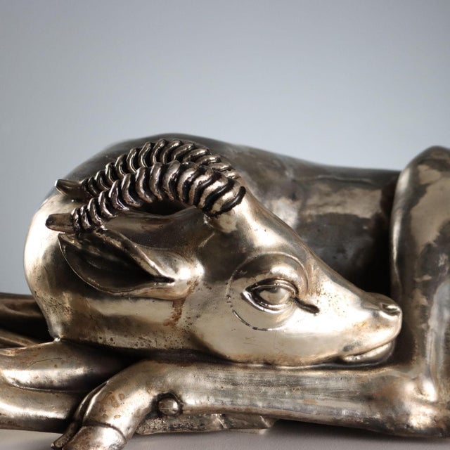 925 Silver Plated Antelope Sculpture by F.lli Raddi Firenze For Sale - Image 3 of 9