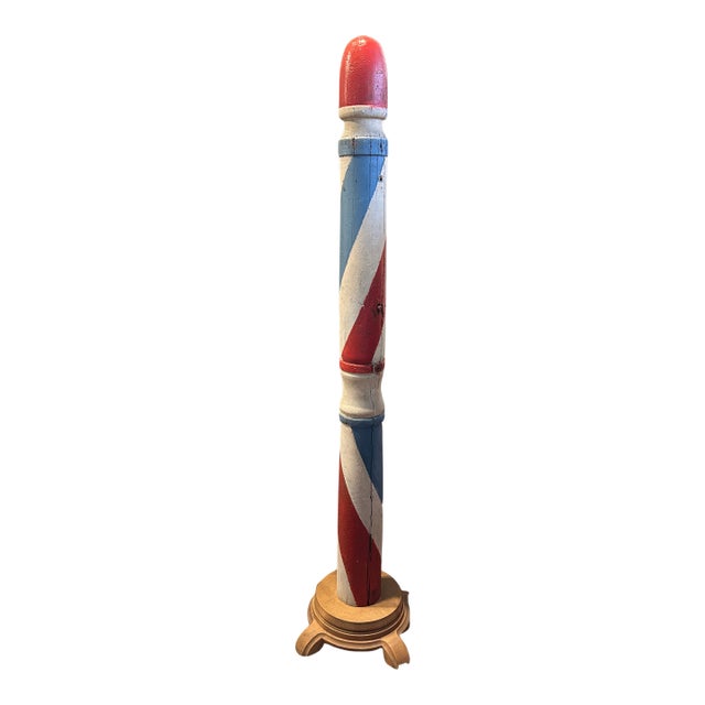 19th C Red, White and Blue Barber Pole For Sale