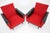 Set of Leatherette and Red Fabric Armchairs, Czechoslovakia, 1970s For Sale - Image 3 of 15