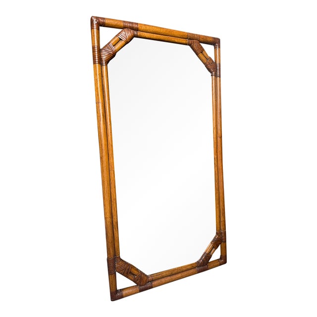Vintage Drexel Heritage Rattan-Wrapped Wall Mirror For Sale