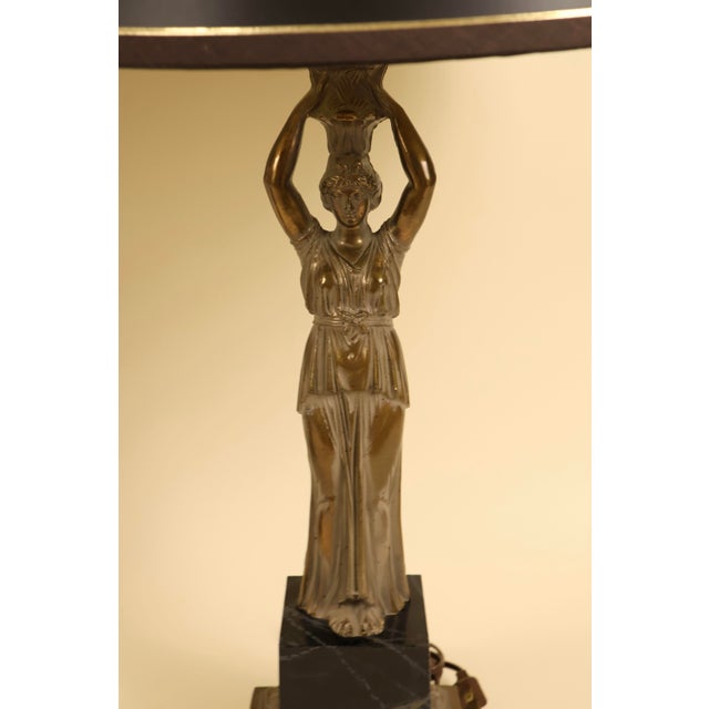 Hollywood Regency Vintage Neoclassical Alsy Bronze Caryatid Figural Table Lamps - Pair For Sale - Image 3 of 12