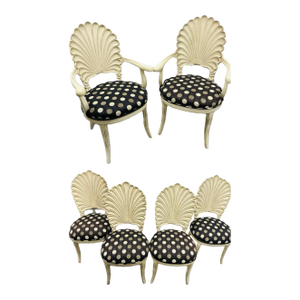 Italian Venetian Grotto Style Scalloped Shell Back Dining Chairs - Set of 6