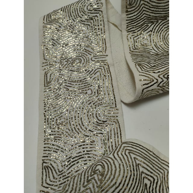 Fabricut S. Harris "Hakari" Trim in "Bone" Colorway- Gold Metallic on Linen For Sale - Image 11 of 14