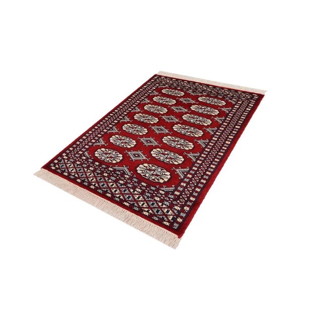 Shabby Chic 1980s Shabby Chic Bokhara Maroon/Beige Wool Rug (2'1'' X 3'1'') For Sale - Image 3 of 12