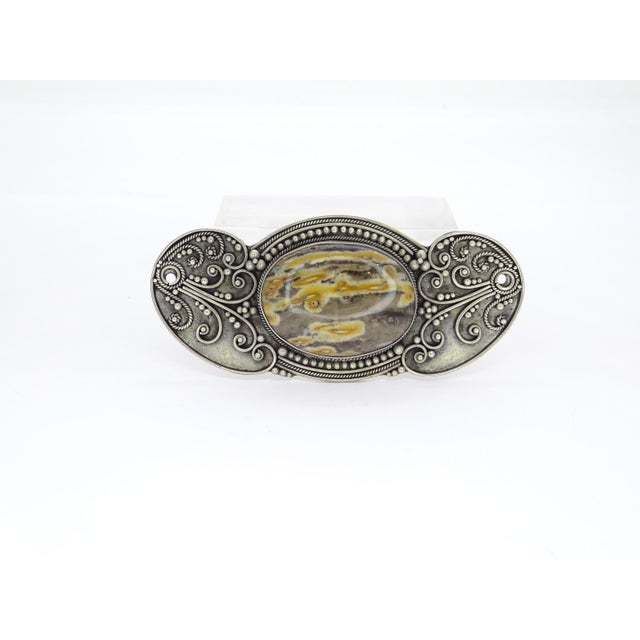 Art Nouveau Brooch in Sterling Silver and Agate Stone For Sale - Image 9 of 17