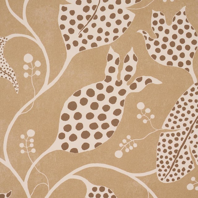 Schumacher Sample - Schumacher X Marian McEvoy Polka Dot Jungle Wallcovering In Caramel For Sale - Image 4 of 5