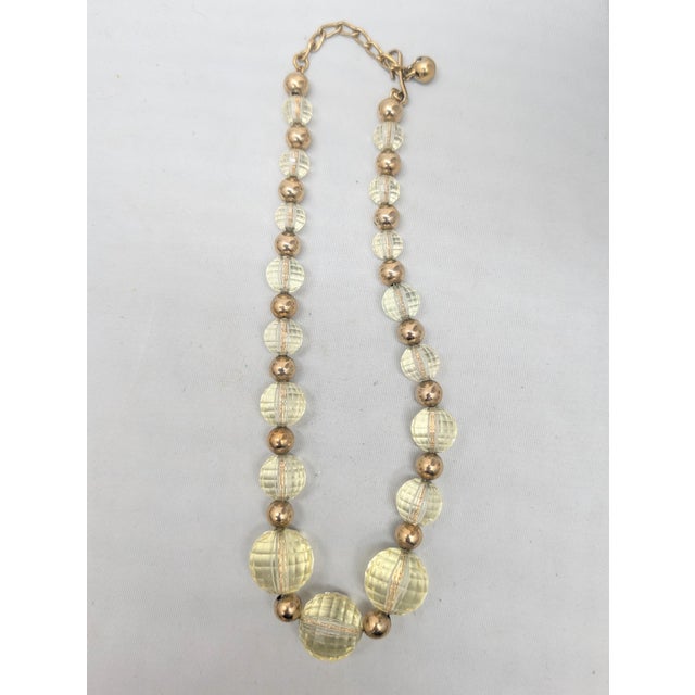 Metal Vintage Signed Napier Single Strand Goldtone Yellow Beaded Necklace For Sale - Image 7 of 8