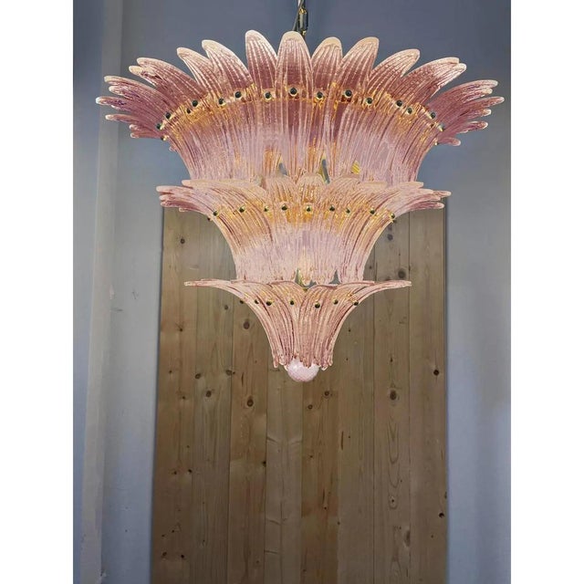 Pink Palmette Murano Glass Chandelier by Simoeng For Sale - Image 4 of 5