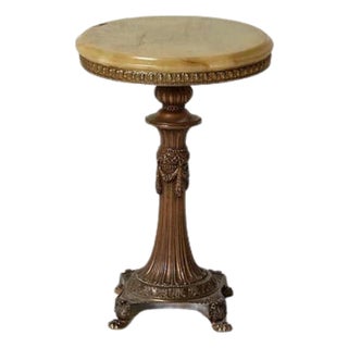 1920s Belgian Marble & Brass Side Table For Sale