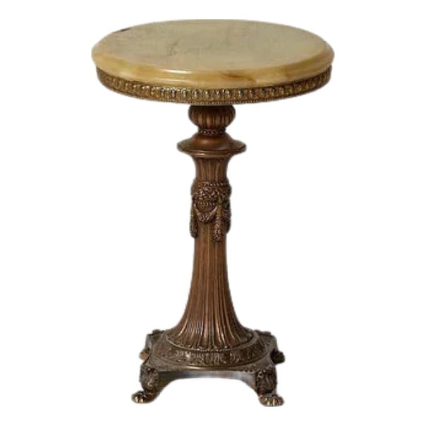 1920s Belgian Marble & Brass Side Table For Sale