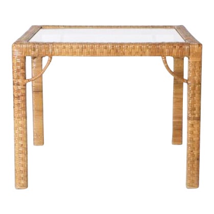 Rattan Wrapped Side Table C. 1960 For Sale