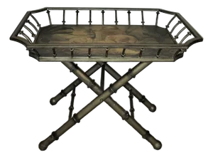 Mid 20th Century Maitland Smith Wood and Metal Tray Table