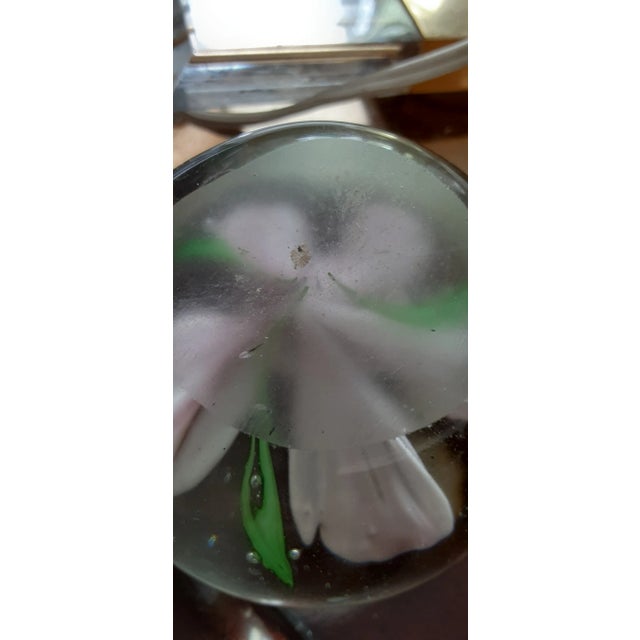 Mid 20th Century Hollywood Regency Murano Flower Infused Paper Weight For Sale - Image 9 of 9