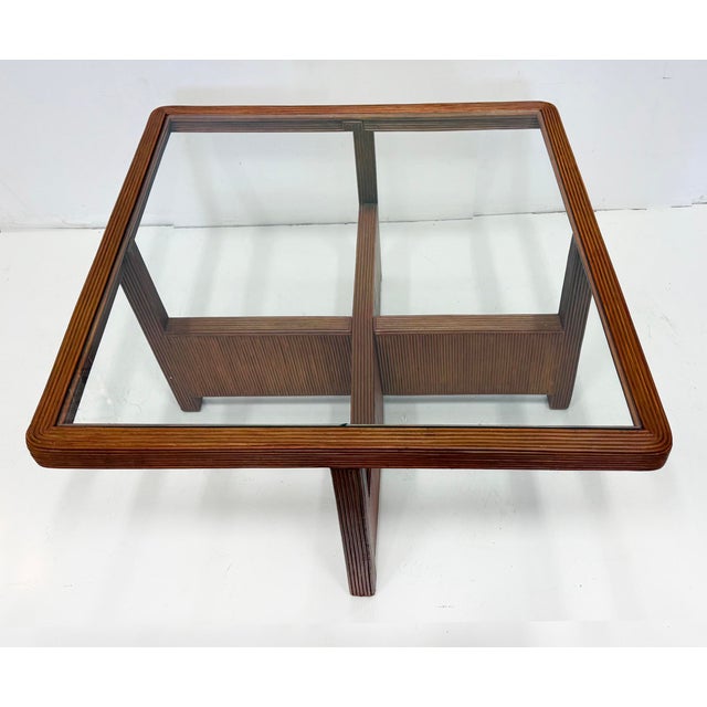 1970s Vintage Coastal Modern Reed Coffee Table With Inset Glass Top, Newly Restored For Sale - Image 5 of 6