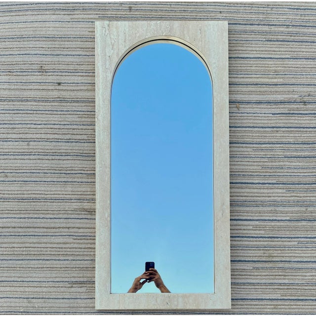 1980s Postmodern Marbleized Formica Wall Mirror For Sale - Image 10 of 10