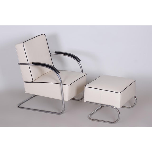 Set of Bauhaus Armchair and Ottoman in Chrome from Mücke-MelderCzech, 1930s For Sale - Image 14 of 14