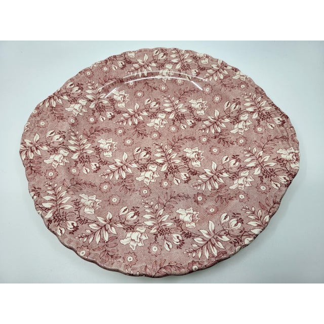 1980s Grindley of Stoke Royal Tudor Velvet Rose England Earthenware Dessert Service, 1980s, Set of 7 For Sale - Image 5 of 10