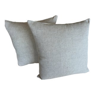 Pair Belgian Linen/Cotton Cushions/Pillows-22” Square For Sale