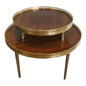 1940s Neoclassical Style French Mahogany, Brass and Gilt Gueridon Table