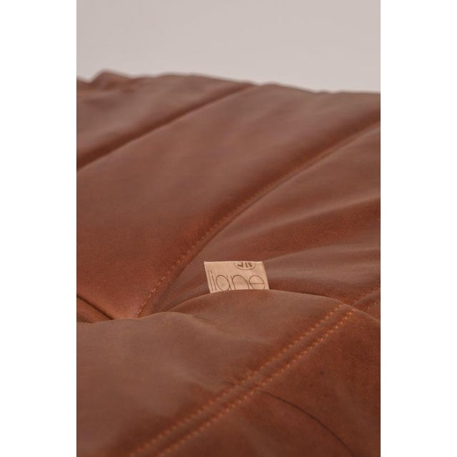 Togo Three-Seater Sofa in Cognac Leather by Michel Ducaroy for Ligne Roset, France For Sale - Image 11 of 15