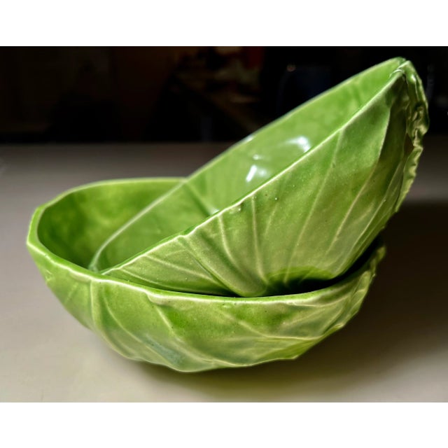 Barbara Eigen-Studio Pottery Cabbage Leaf Bowls-Signed-a Pair For Sale - Image 12 of 12