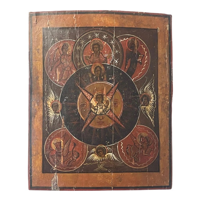 Rare 19th Century Icon Depicting the All-Seeing Eye of God For Sale