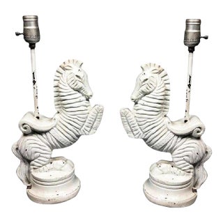 Midcentury Frederic Weinberg Bucking Zebra Table Lamp, Signed For Sale