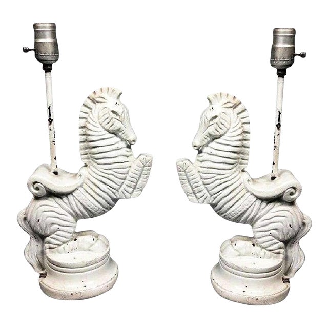 Midcentury Frederic Weinberg Bucking Zebra Table Lamp, Signed For Sale